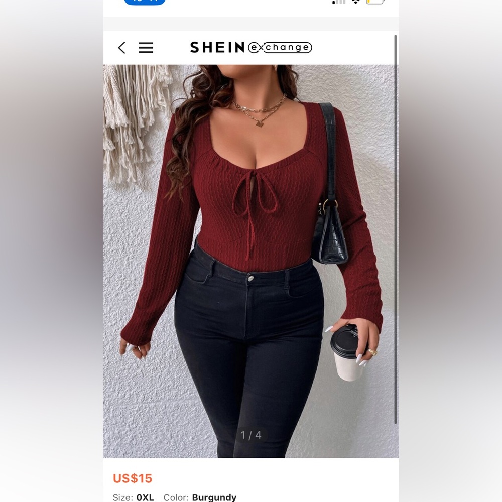 SHEIN Curve Red Knit Top